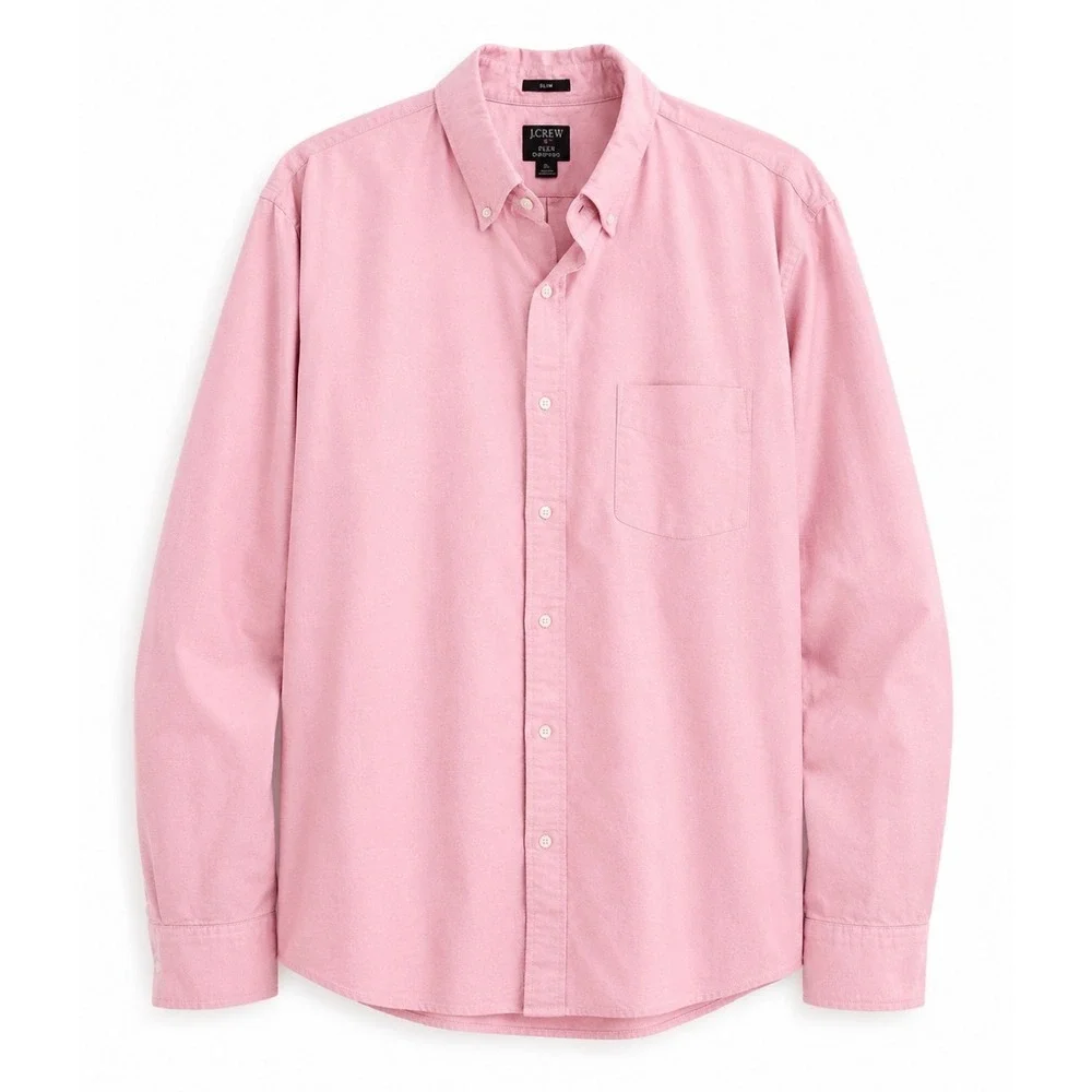 J.Crew Men's Flex Oxford Shirt XL Slim Fit Pink Cotton Button Down